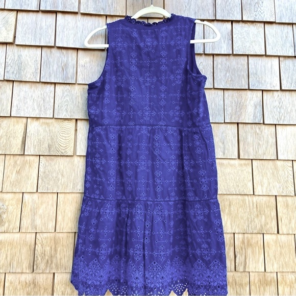 HATLEY Embroidered Royal Blue Cotton Sleeveless Dress - Picture 2 of 9